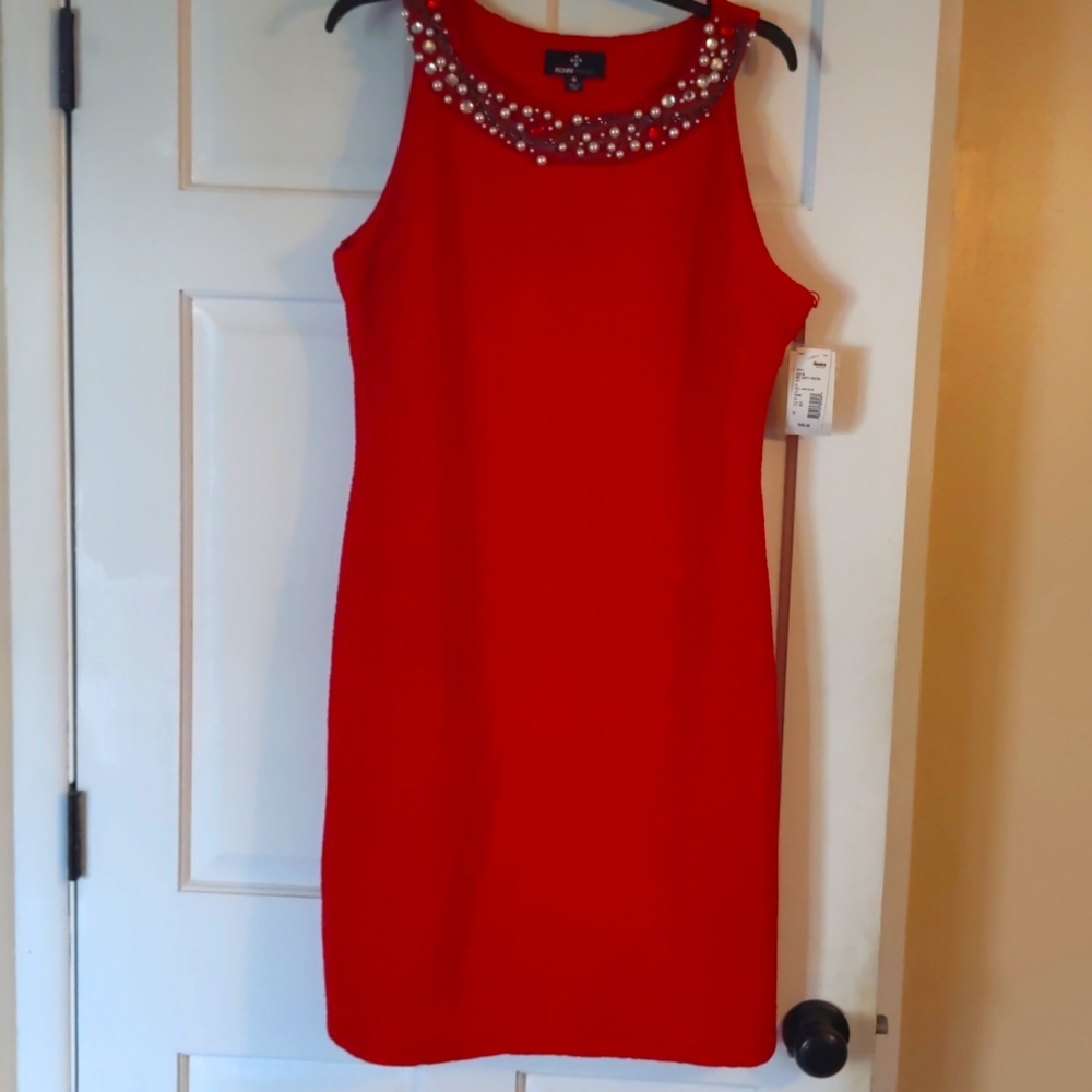NWT Vintage red bead dress by Ronnie Nicole size 16